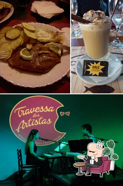 Take a look at the picture depicting interior and food at Travessa dos Artistas