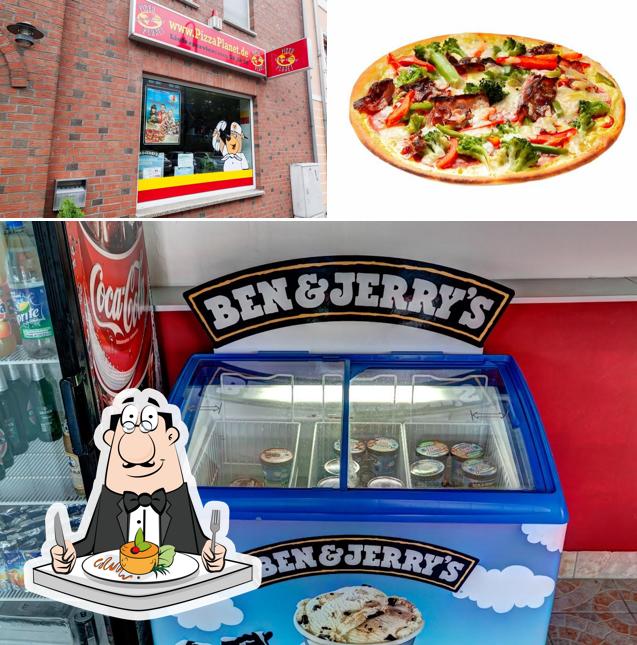 Las imágenes de comida y exterior en New York Pizza