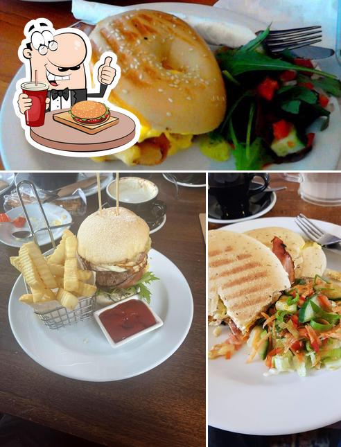 Get a burger at Wild Oats Bakery/Deli/Cafe