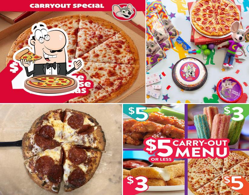 Order pizza at Chuck E. Cheese