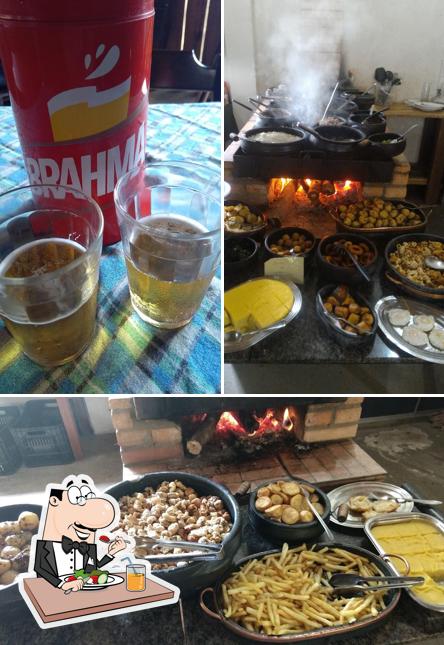 A foto da comida e cerveja a Pesque e Pague João da Mata