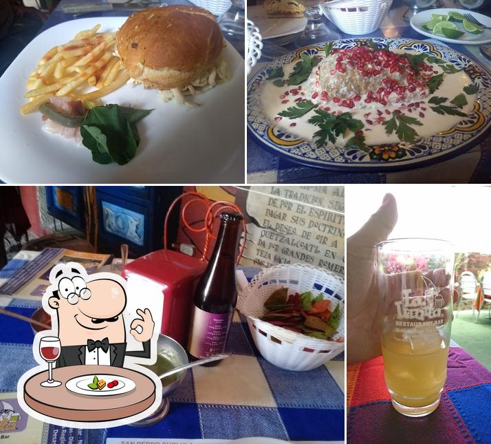Take a look at the photo depicting food and drink at La Lunita