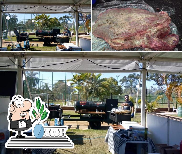 A ilustração da exterior e interior no MARIA Fumaça BBQ