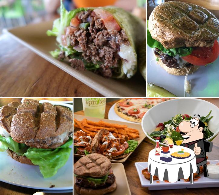 Pide una hamburguesa en Greens and Proteins