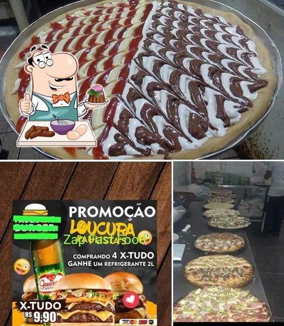 Rapidinha Pizzaria serve uma seleção de sobremesas