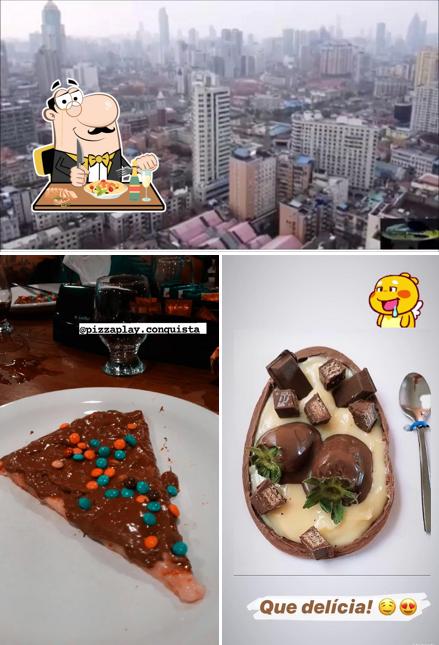 Esta é a imagem ilustrando comida e exterior no Pizza Play