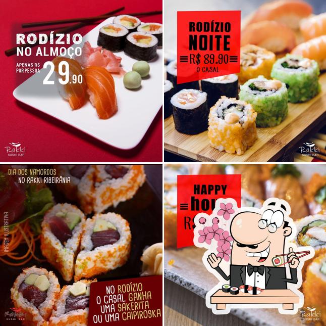 Rolos de sushi são servidos no Chicken New Ribeirânia