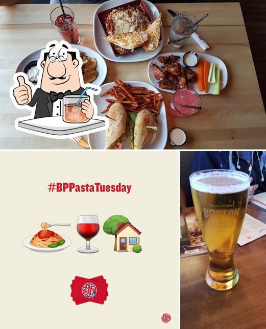 This is the picture showing drink and food at Boston Pizza