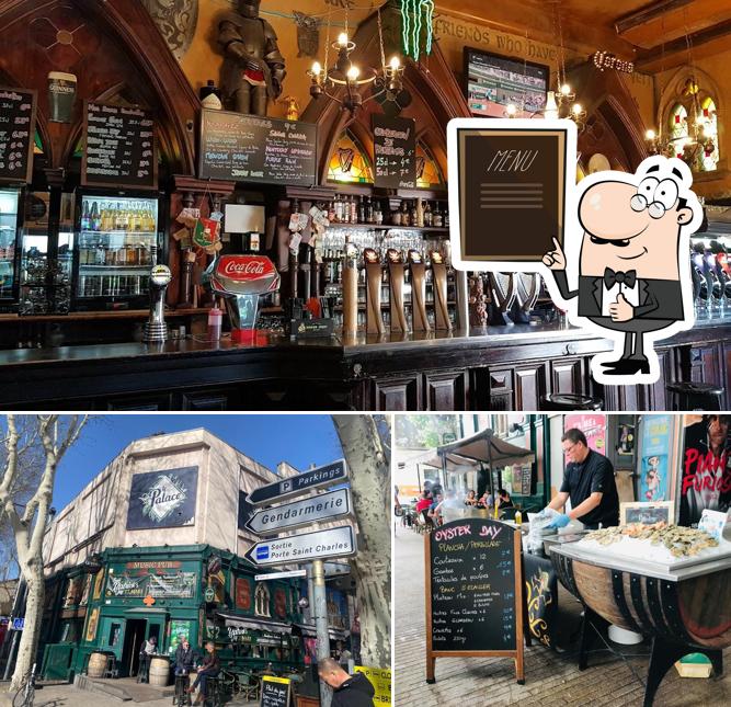 Voici la photo affichant la tableau noir et extérieur sur O'Collin's Irish Pub