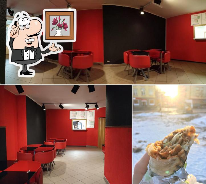 Vérifiez la photo représentant la intérieur et dessert concernant KEBAB STACIJAS