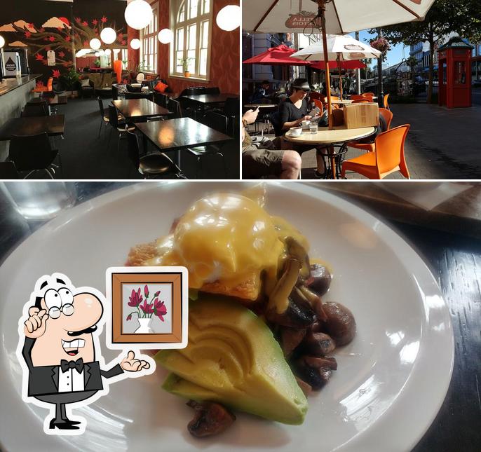 Among different things one can find interior and burger at The Orange Cafe & Bistro
