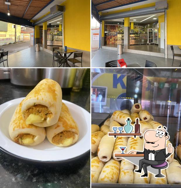 Dê uma olhada a imagem mostrando interior e comida no Ki Pão De Queijo