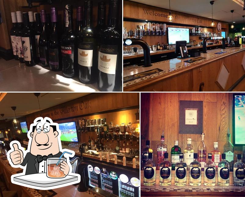 This is the picture depicting drink and bar counter at Allerton Oak Public House