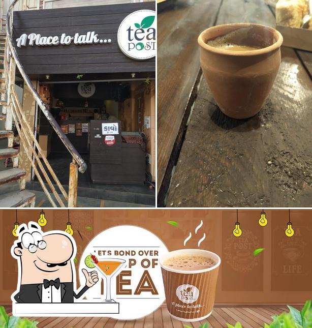 This is the picture showing drink and exterior at Tea Post