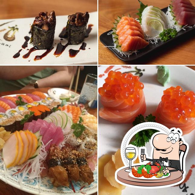 Peça diferentes refeições de frutos do mar disponíveis no Deusimar Sushi