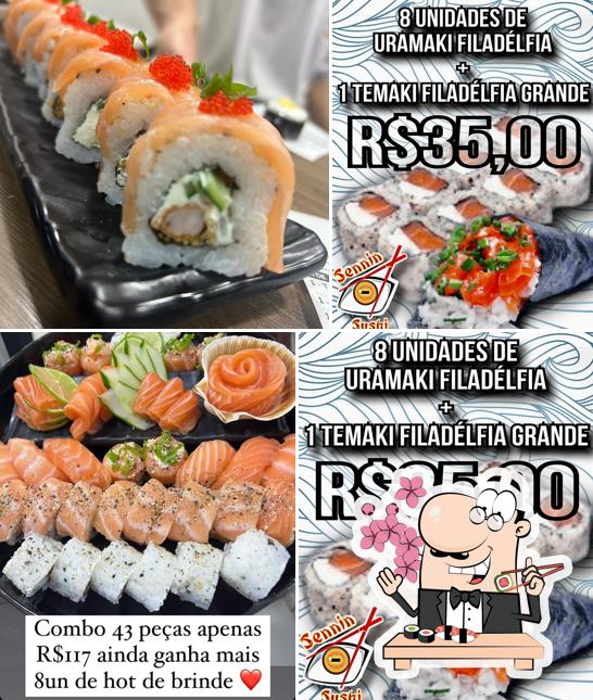 Prove diversas opções de sushi