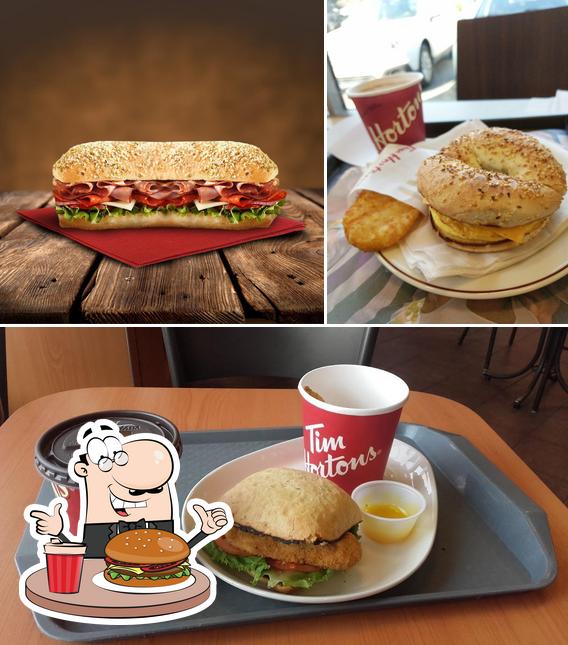 Try out a burger at Tim Hortons