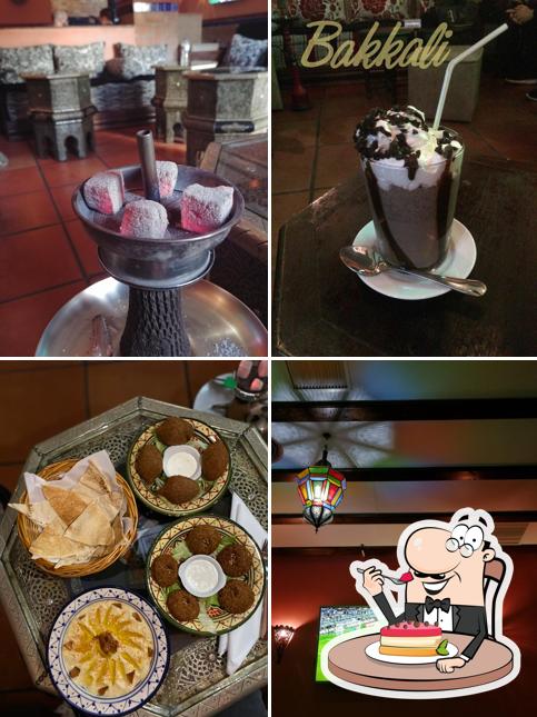 Chez Bakkali Shisha Rest serves a selection of desserts