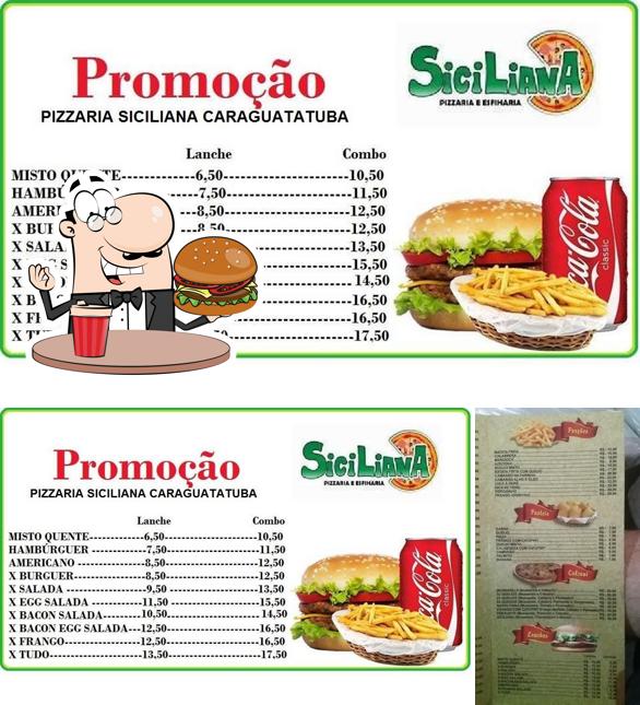 Peça um hambúrguer no Pizzaria Siciliana