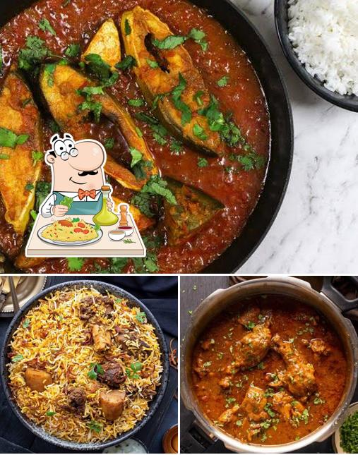 Chicken curry and paella at Radha Rani Hotel