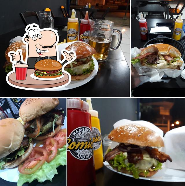 Peça um hambúrguer no Comics Hamburguer & Beer