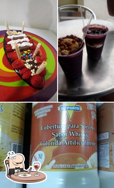 Esta é a ilustração ilustrando comida e bebida no AÇAÍ MANIA