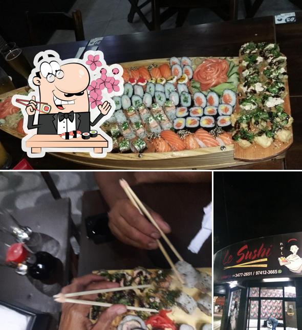 Rolos de sushi são disponibilizados no Le Sushi
