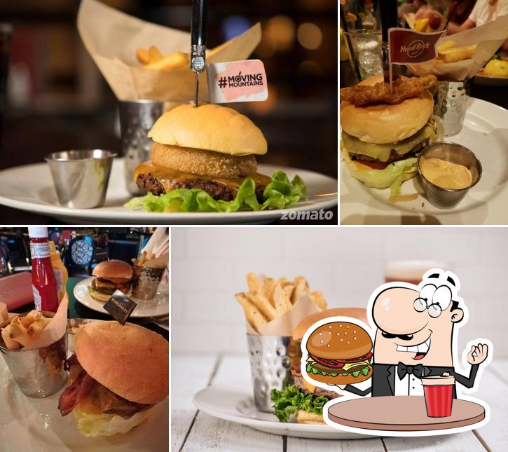Order a burger at Hard Rock Cafe Lisboa