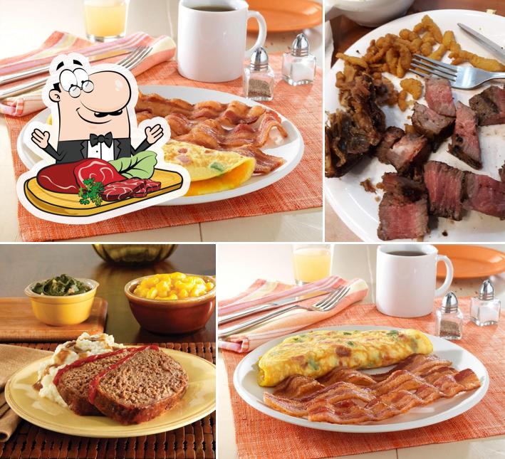 Order meat dishes at Golden Corral Buffet & Grill