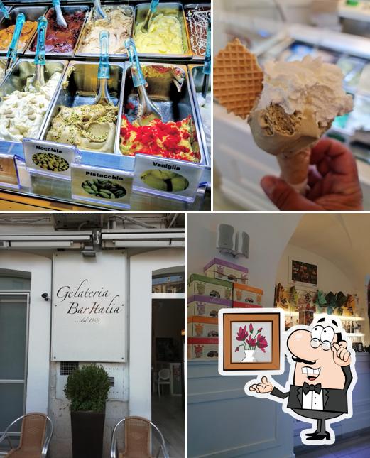 Tra le varie cose da Gelateria Bar Italia si possono trovare la interni e cibo