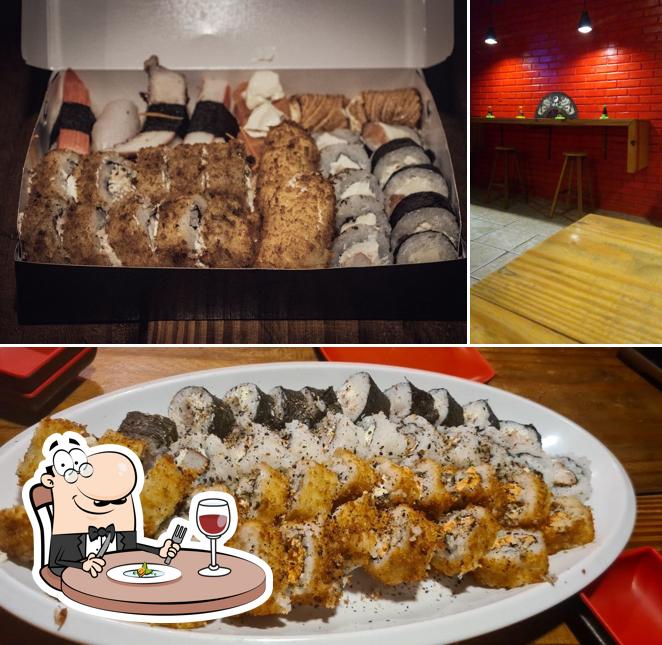 Entre diferentes coisas, comida e interior podem ser encontrados no Arena Sushi