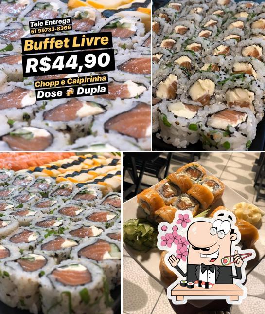 Rolos de sushi são disponibilizados no Rika Sushi Alvorada