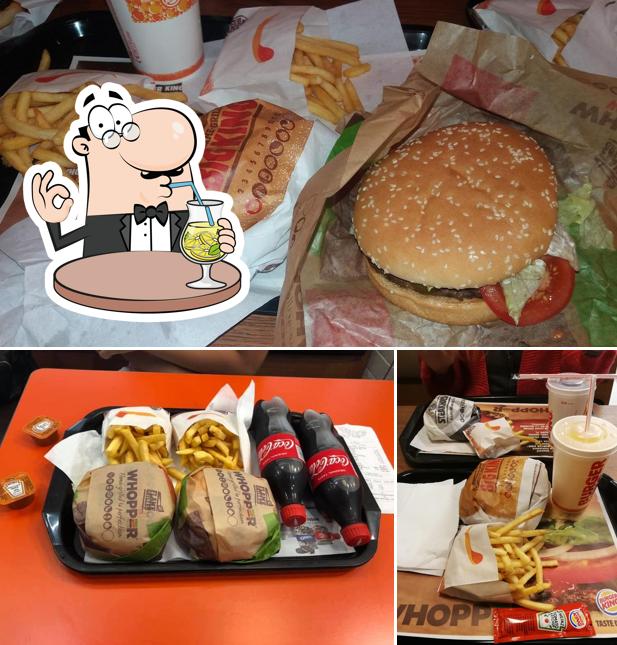 Vérifiez la photo représentant la boire et burger concernant Burger King