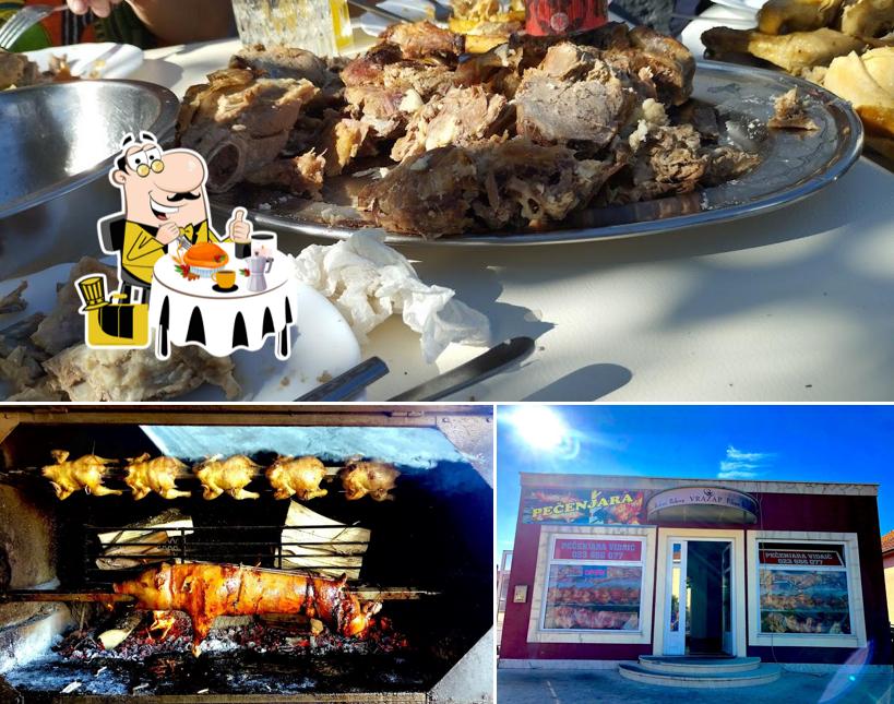 Questa è la immagine che presenta la cibo e interni di Pečenjara Vidaić