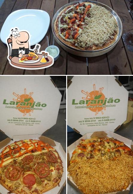 Consiga pizza no Laranjão Lanchonete e Panificadora