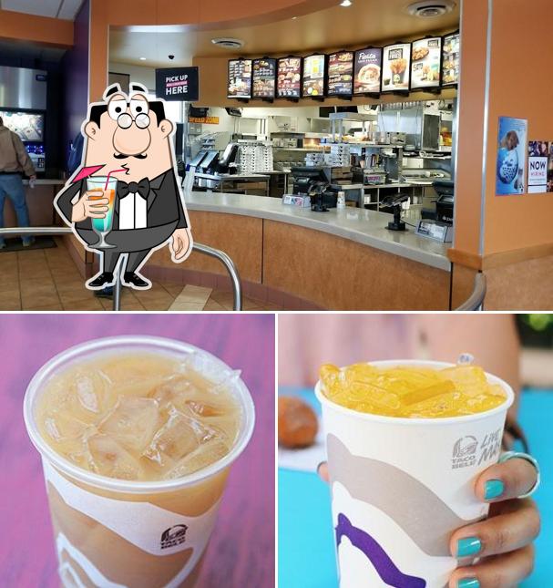 Check out the picture depicting drink and interior at Taco Bell