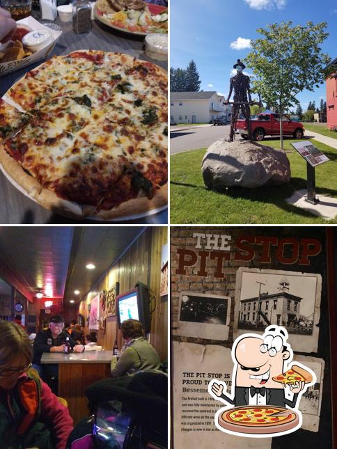 Try out pizza at Pit Stop Bar & Grill