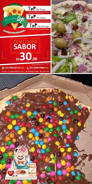 Pizzaria top formiga provê uma variedade de pratos doces