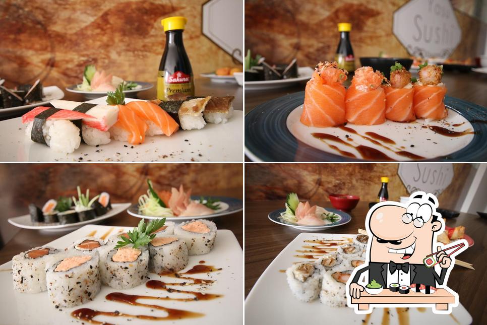 Rolos de sushi são disponibilizados no Yasu Sushi