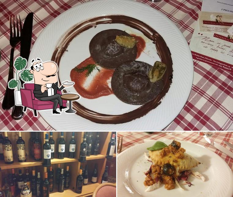 Dai un’occhiata alla foto che mostra la interni e cibo di Osteria dé Rufinanti