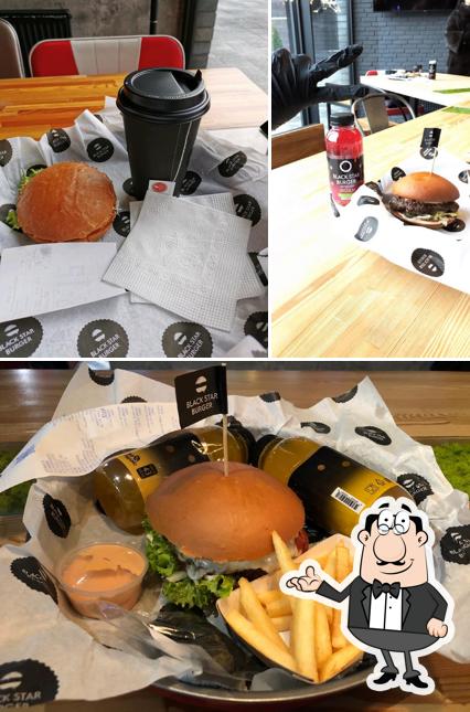 L’image de la intérieur et burger concernant Black star burger