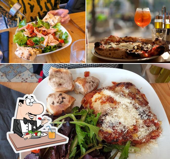 Это снимок, где изображены еда и пиво в Golosino Levallois Perret - Pizza / Italian Kitchen