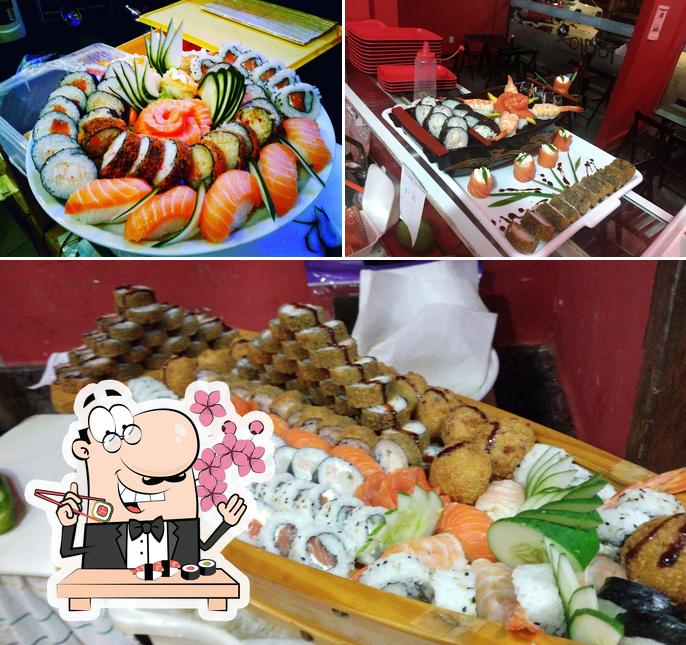 Rolos de sushi são disponibilizados no Tokyo temakeria