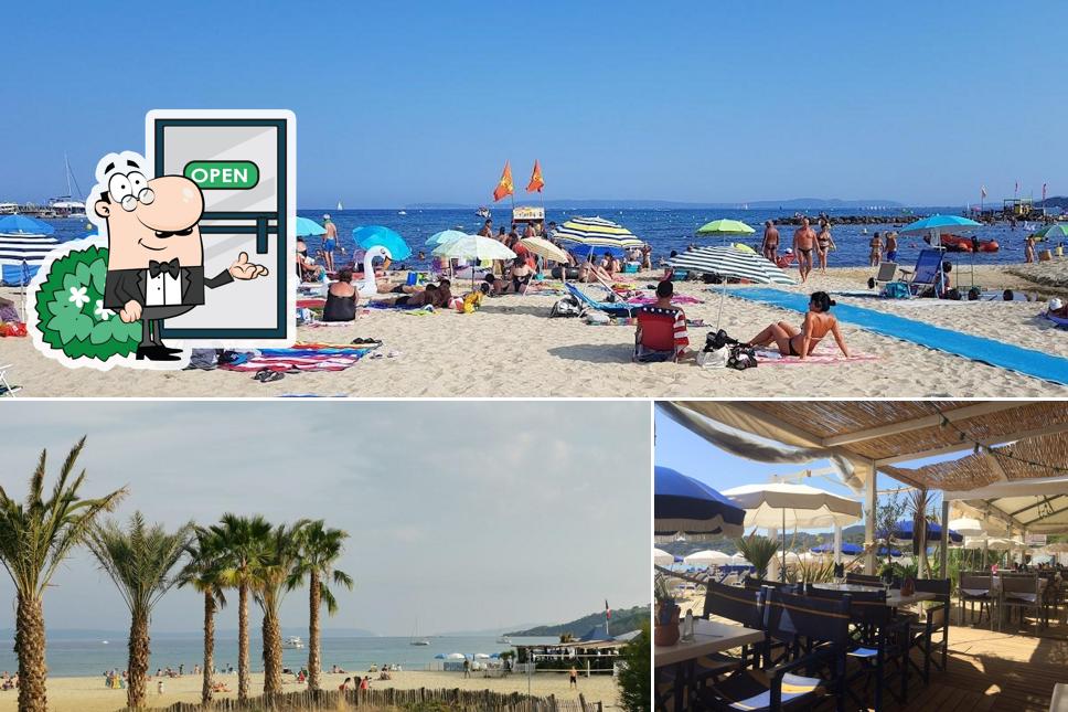 Parmi les diverses choses de la extérieur et la table à manger, une personne peut trouver sur La Plage Meynial