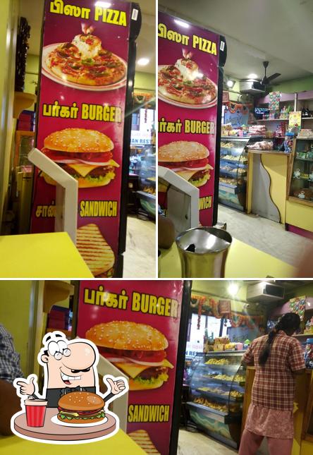 Try out a burger at Maruthi Bakery, Sweets & Restaurant