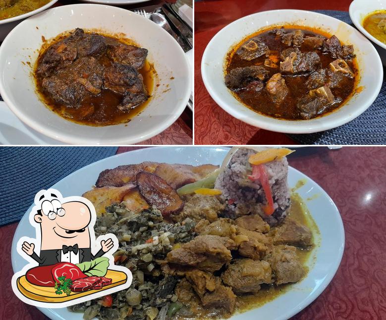 Попробуйте блюда из мяса в "BlueRock Caribbean restaurant and take away"