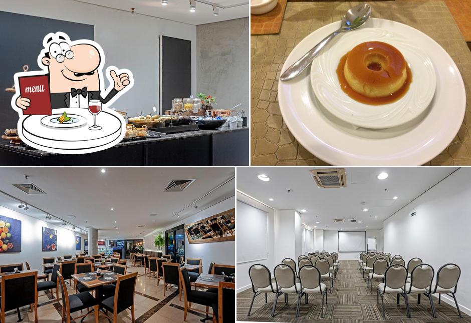 Entre diferentes coisas, comida e interior podem ser encontrados no Quality Suites Long Stay Vila Olímpia Restaurante