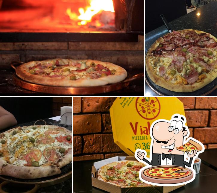 No Vialetto Pizzaria e Esfiharia à lenha, você pode desfrutar de pizza