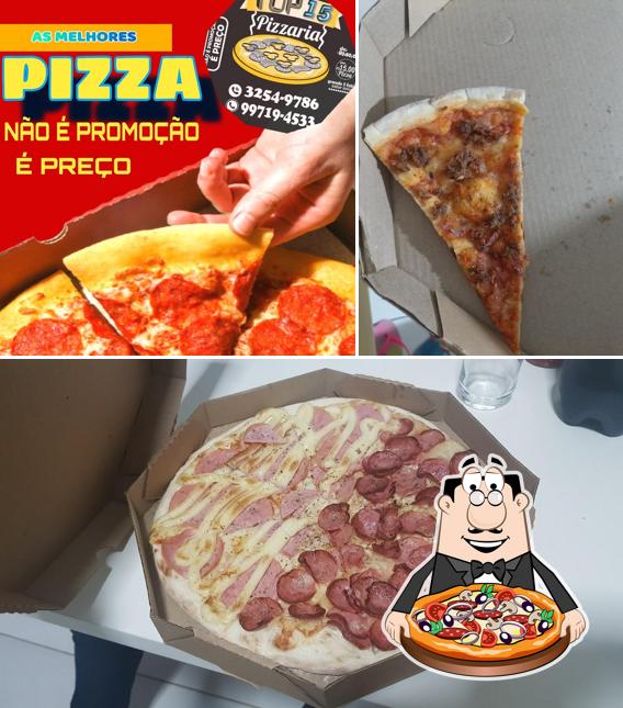 Escolha pizza no Pizzaria Top 15 - Vila A