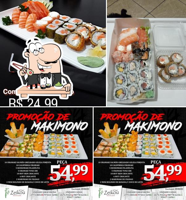 Escolha diferentes opções de sushi